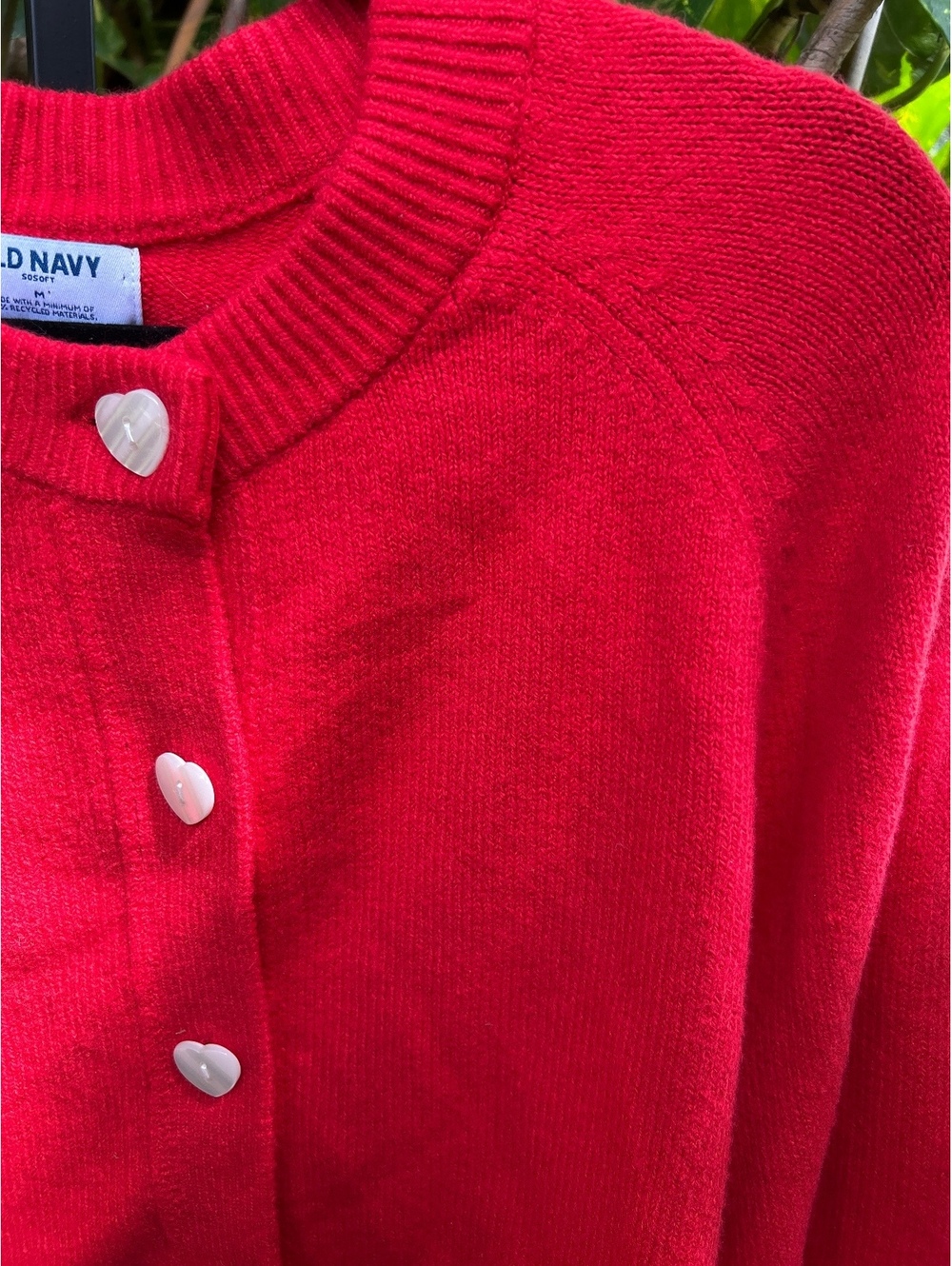 Old Navy Red Heart Button Cardigan Sweater